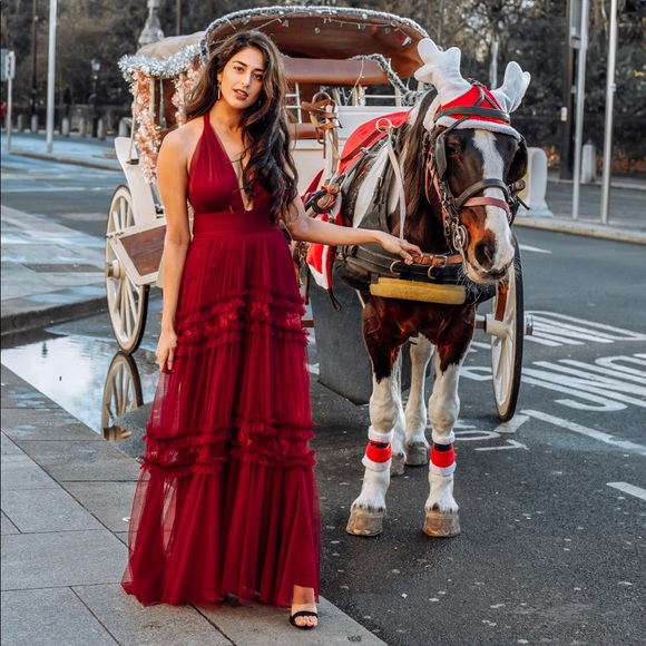 Dresses & Skirts - Red Tulle Halter Gown